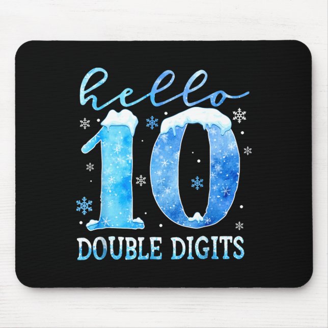 Mousepad Hello 10 Double Digits Snowflakes Winter Christmas (Frente)