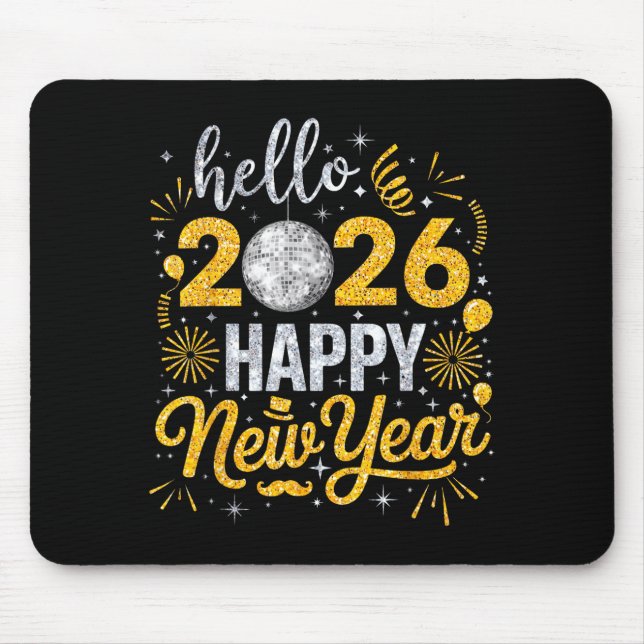 Mousepad Hello 2026 Happy New Year Fireworks Balloons Famil (Frente)