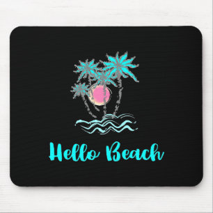 Mousepad Hello Beach Tropical Style Summer Black