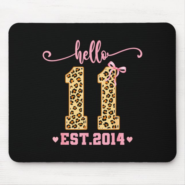 Mousepad Hello Eleven Est 2014 11th Birthday Coquette Bow L (Frente)