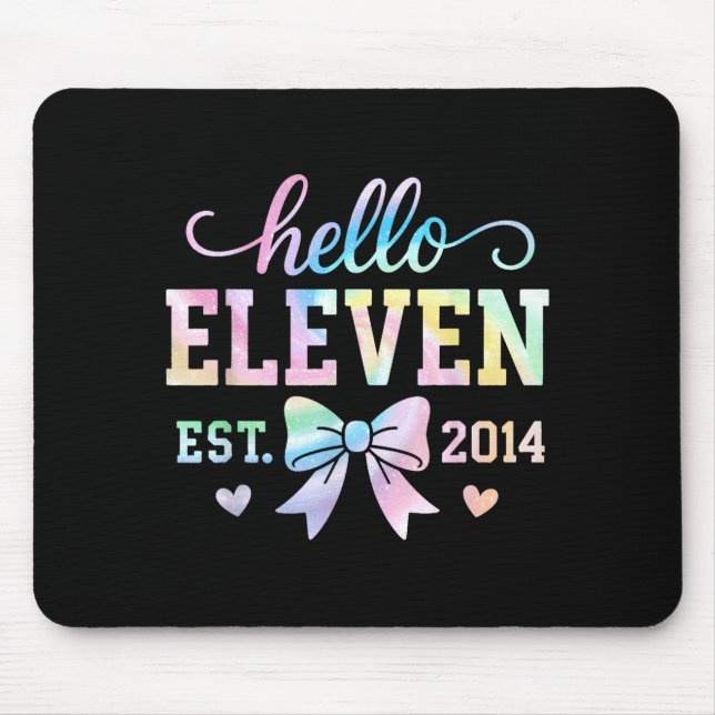 Mousepad Hello Eleven Est 2014 Coquette Bow 11th Birthday G (Frente)
