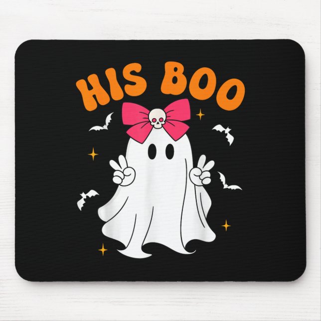 Mousepad Her Boo &amp; His Boo Funny Matching Halloween Cou (Frente)