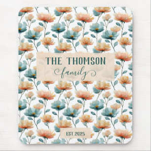 Mousepad Herança Floral em Aquarela Vintage da Família