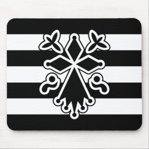 Mousepad Hermine breton en gwenn ha du (blanc et noir)