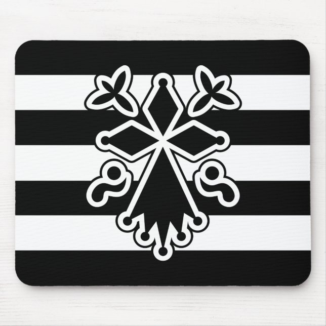 Mousepad Hermine breton en gwenn ha du (blanc et noir) (Frente)