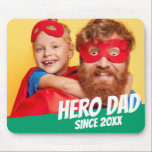 Mousepad Hero Dad Since 20XX Modern Cool Simple<br><div class="desc">This simple and modern design is composed of serif typography.  "Hero Dad Since 20XX " on a block of color. This is a perfect gift for your Dad on his birthday,  father's day,  christmas,  etc.</div>