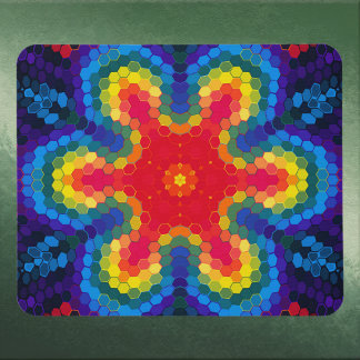 Mousepad Hex Mandala Red Yellow and Blue