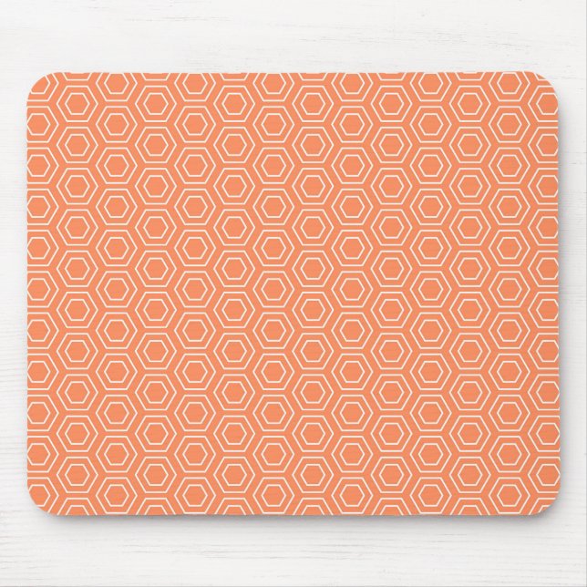 Mousepad Hexágono do pêssego geométrico (Frente)