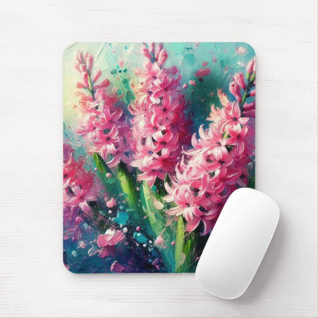 Mousepad Hiacintos Rosa Flores Primavera Teais Flores Hidro (Com mouse)
