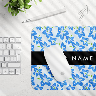 Mousepad Hibisco Azul, Flores Azuis, Seu Nome