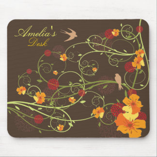 Mousepad Hibiscus Amarelo e Jardim Floral Elegante Engorda
