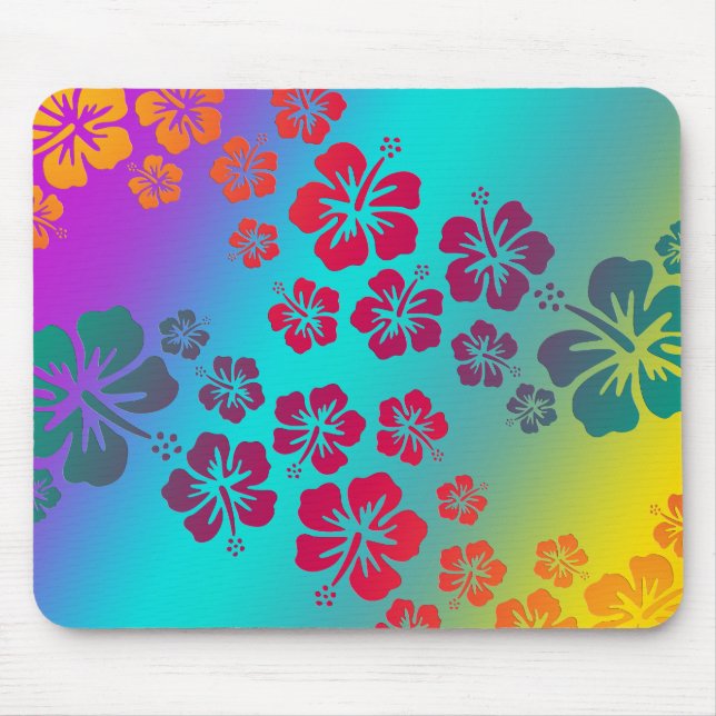 Mousepad hibiscus blooms 2 | fundo colorido (Frente)