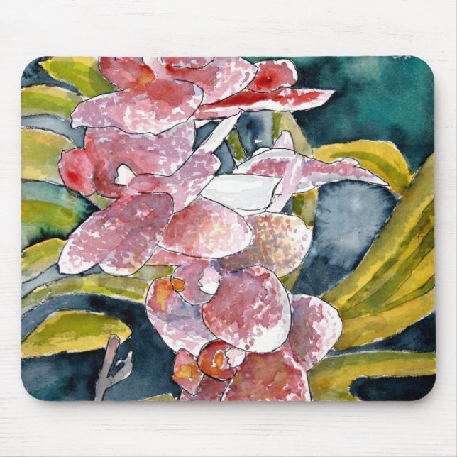 mousepad híbrido da arte da flor das orquídeas (Frente)