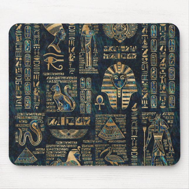 Mousepad Hieroglyphs e deidades egípcios - olmo e ouro (Frente)