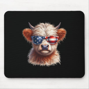 Mousepad Highland Cow No Dia Da Independência Em 4 De Julho