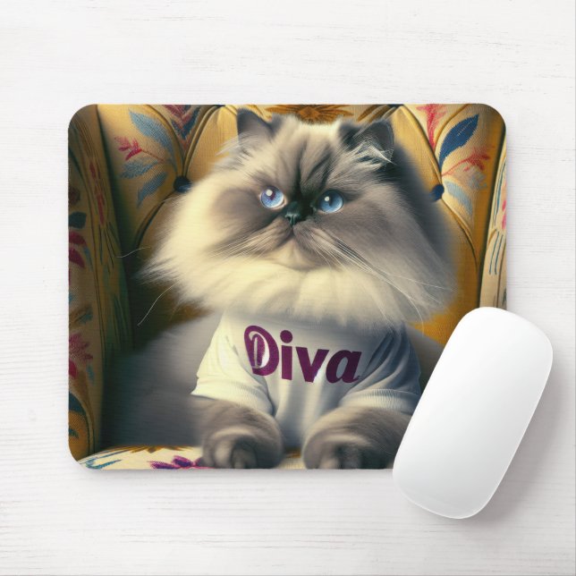 Mousepad Himalaia Diva Cat em uma cadeira (Com mouse)