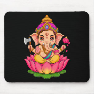 Mousepad Hindu Ganesha Puja Elefante Deus Índia Meditação Y