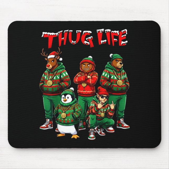 Mousepad Hip Hop Holiday Crew - Ugly Christmas Sweater Rap  (Frente)