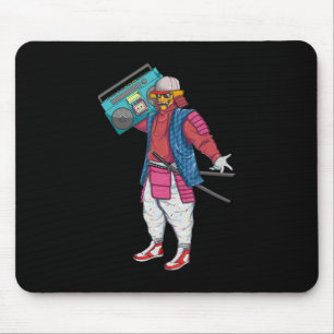 Mousepad Hip Hop Samurai com Boombox Stereo Retro 80s