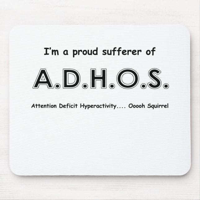 Mousepad Hiperactividade do deficit de atenção…. esquilo do (Frente)