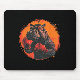 Mousepad Hipopótamo Boxeador Com Luvas de Boxe Kickboxing E