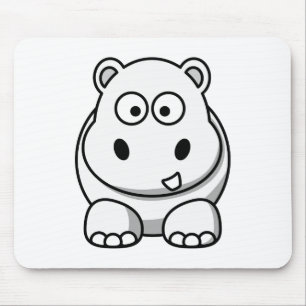Mousepad Hipopótamo Branco Fofo