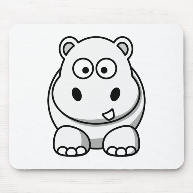 Mousepad Hipopótamo Branco Fofo (Frente)