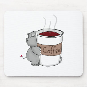 Mousepad Hipopótamo com café