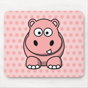 Mousepad Hipopótamo cor-de-rosa bonito