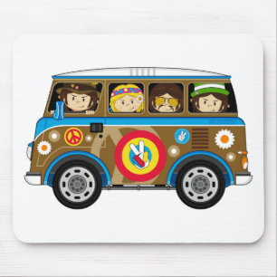Mousepad Hippie Van da paz dos anos sessenta dos desenhos