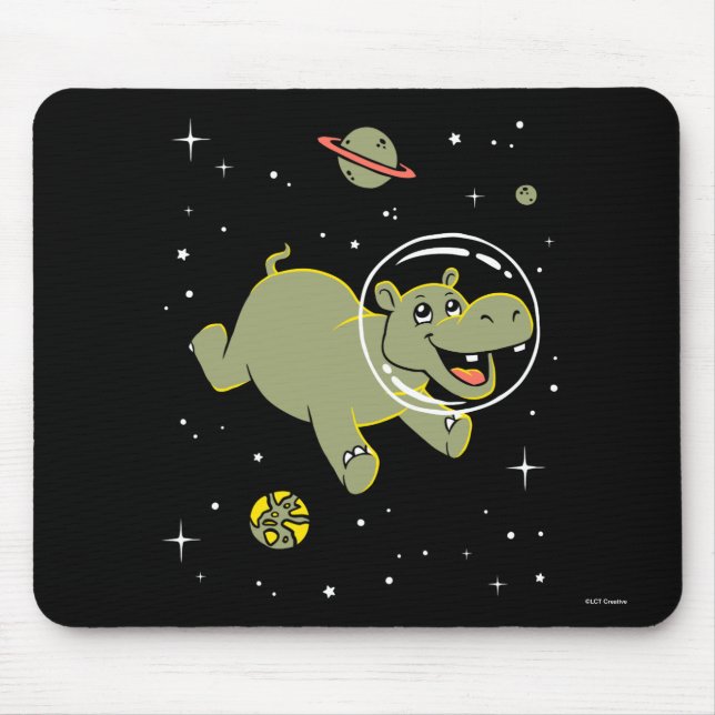 Mousepad Hippo Animais No Espaço (Frente)