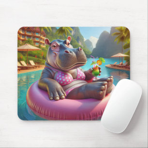 Mousepad Hippo Feliz com Bebida
