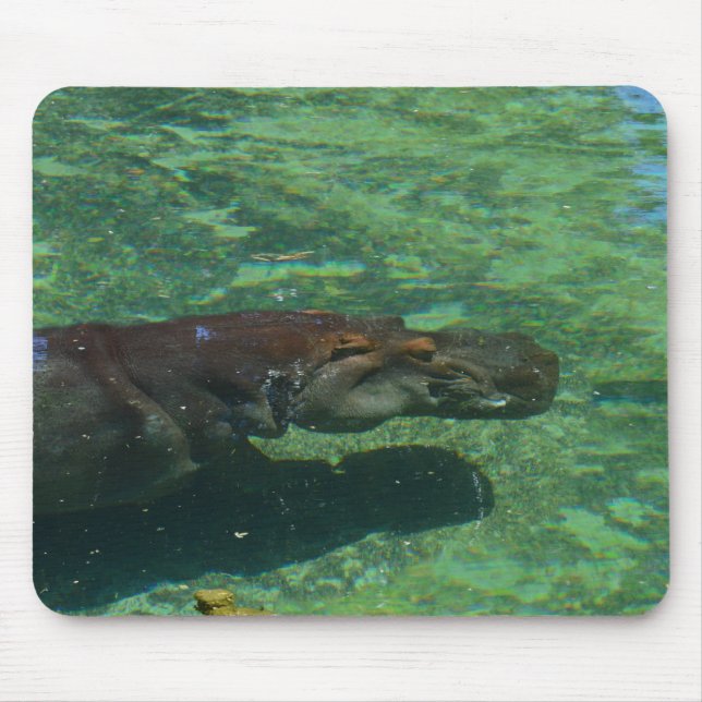 Mousepad Hippo Grande Nadando Sob Água, (Frente)