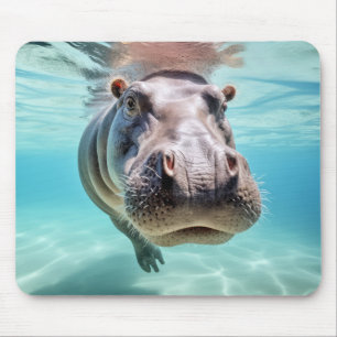Mousepad Hippopotamus Animal Divertido Natureza Brincando