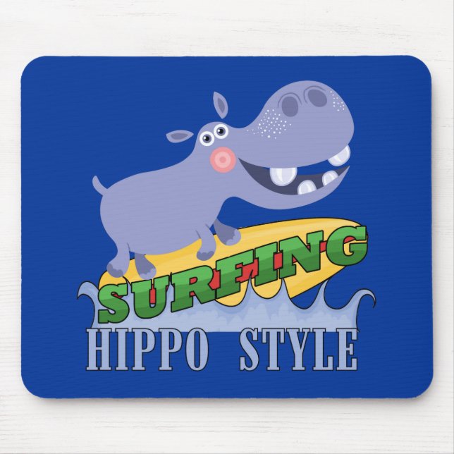 Mousepad Hippopotamus do surfista (Frente)