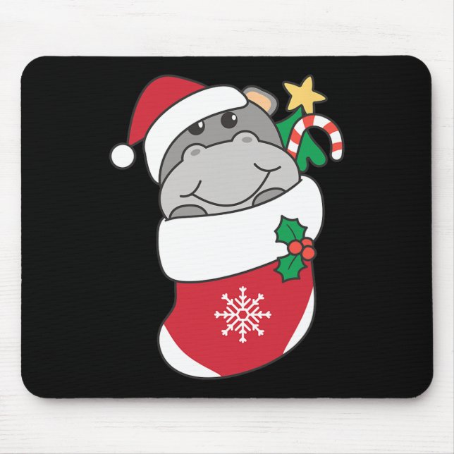 Mousepad Hippos Bonitos Em Meias De Natal Para O Natal (Frente)