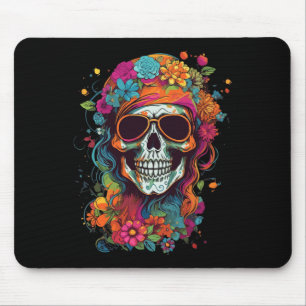Mousepad Hippy Skull Groovy Halloween Graphic Women G