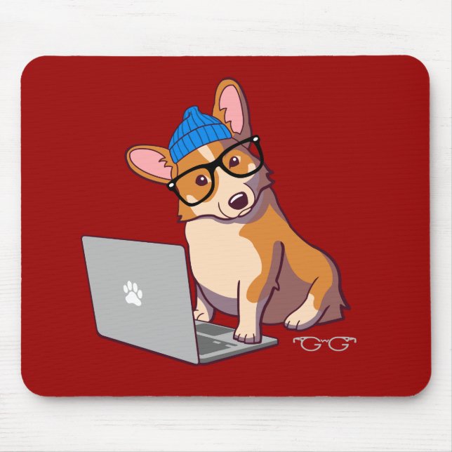 Mousepad Hipster Corgi 2 (sem texto) (Frente)