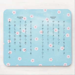 Mousepad Hiragana Katakana Sakura Blossoms japoneses