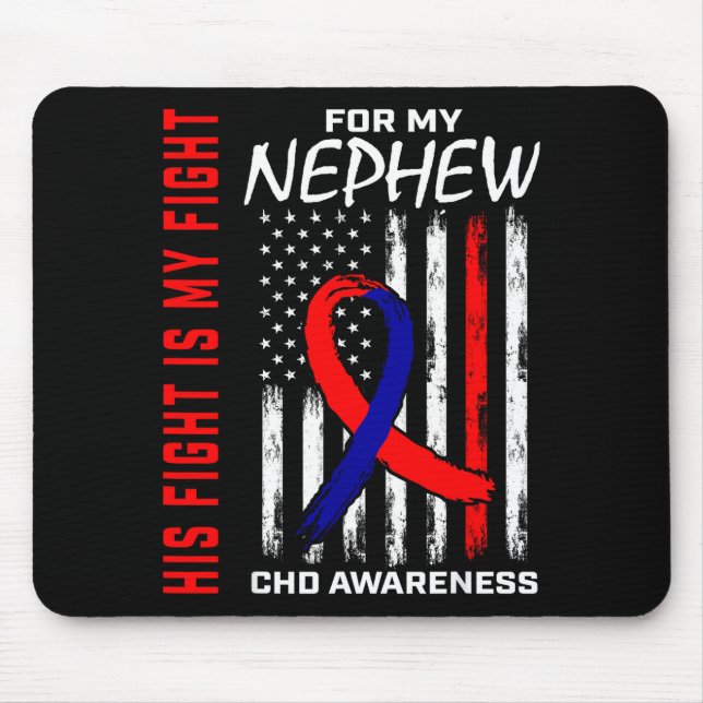 Mousepad His Fight Nephew Chd Awareness American Flag Graph (Frente)