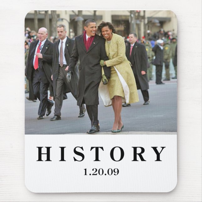 Mousepad HISTÓRIA: Barack e inauguração de Michelle Obama (Frente)