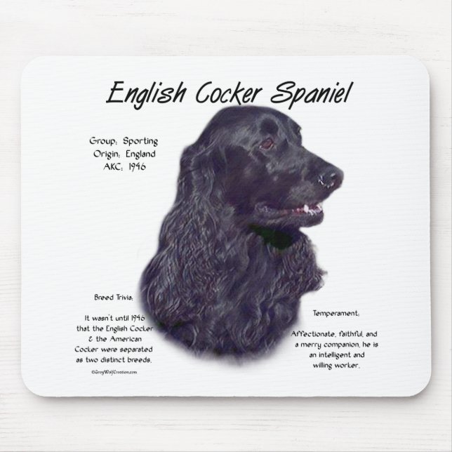 Mousepad História de Espanhol de Cocker em Inglês Negro (Frente)