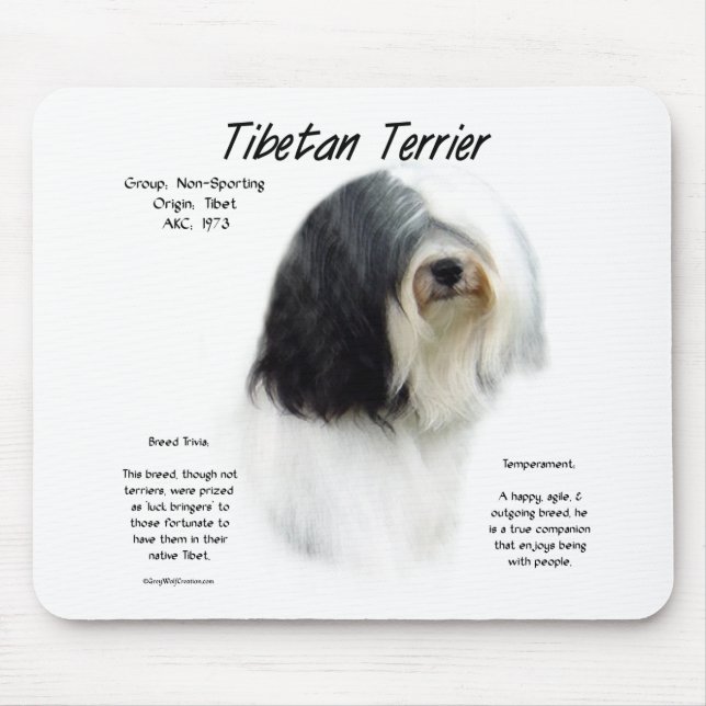 Mousepad História do Terrier tibetano; Eu Amo Terriers tibe (Frente)