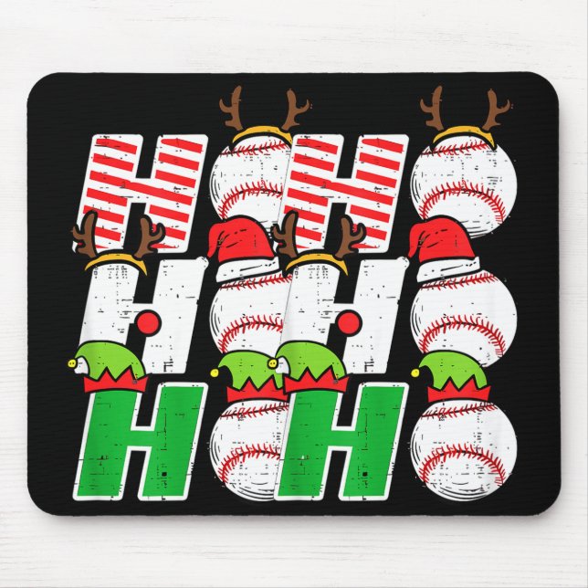 Mousepad Ho Ho Baseball Elf Candy Cane Funny Christmas Srt  (Frente)