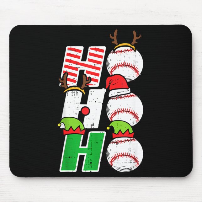 Mousepad Ho Ho Baseball Elf Candy Cane Funny Christmas Srt  (Frente)