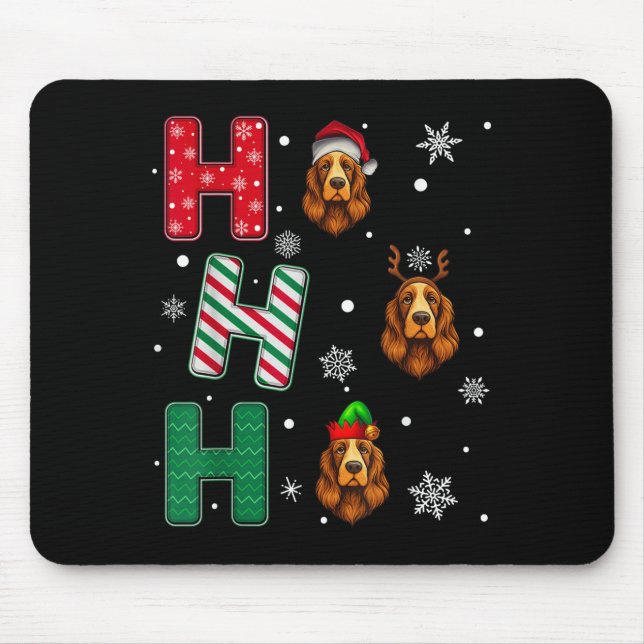 Mousepad Ho Ho Ho Er Spaniel Cão Ao Longo Dos Papais noeis  (Frente)