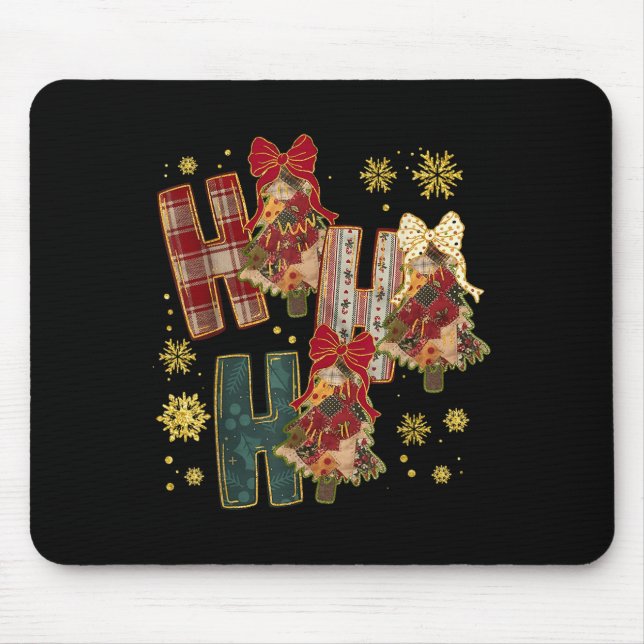 Mousepad Ho Xmas Ho Patchwork Coquette Cow Xadrez Natal (Frente)