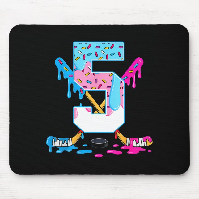 Mousepad Hockey 5 Years Old Ice Cream Drip 5th Birthday Kid (Frente)