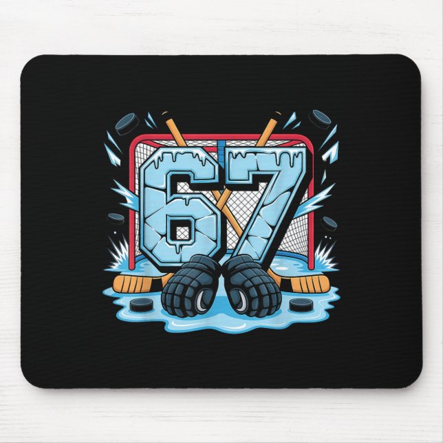 Mousepad Hockey 67 Drip Ice Rink Gloves Meme Six Seven Srts (Frente)