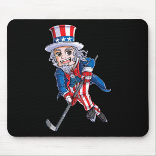 Mousepad Hockey American Flag 4° de julho Crianças Tio